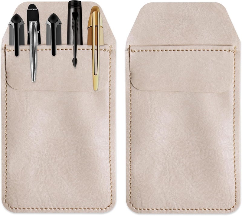 Haecsfl 2 Pieces PU Leather Pocket Protector,Pen Pouch Holder Organizer for Shirts, Lab Coats, Pants - Multi-Purpose - Holds Pens, Pointers, Pencils, and Notes(2-Green) - Image 1